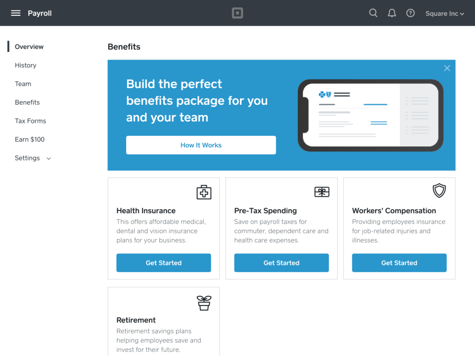 screenshot of Square Payroll